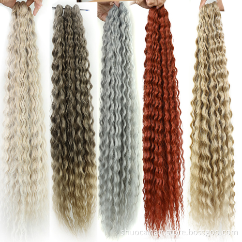 30 Inch Bohemia Crochet Hair Extensions Goddess Synthetic Braiding hair Curly Colored Long Soft Synthetic Hair Extensions